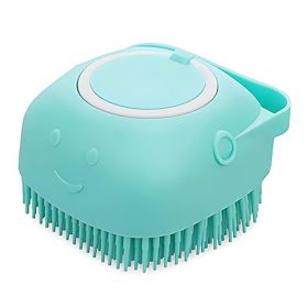 Dog Cat Bath Brush Comb Silicone Rubber Dog  Puppy Massage Brush Hair Fur Grooming Cleaning Brush Soft Shampoo Dispenser (Color: Blue)