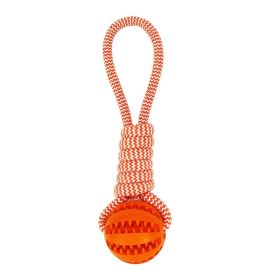 Dog Toys Treat Balls Interactive Hemp Rope Rubber Leaking Balls (Color: Orange)