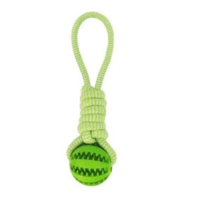 Dog Toys Treat Balls Interactive Hemp Rope Rubber Leaking Balls (Color: Green)