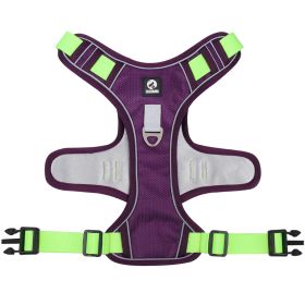 dog Harnesses; Cross border New Pet Towing Rope Vest Large Dog Chest Strap Reflective Explosion proof Flushing Dog Towing Rope (colour: purple, Specification (L * W): XL)