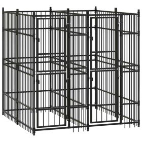 Outdoor Dog Kennel Steel 39.7 ft¬≤ (Color: Black)