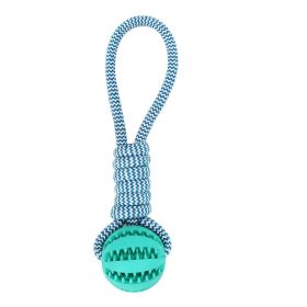 Dog Toys Treat Balls Interactive Hemp Rope Rubber Leaking Balls (Color: Blue)